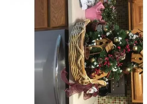 small Christmas tree in a basket